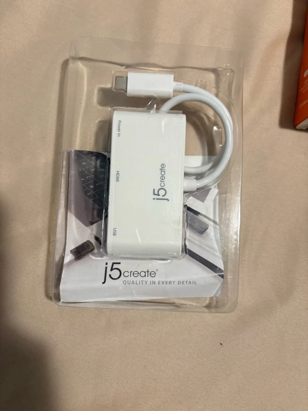 j5create USB-C to HDMI & USB 3.0 Adapter - White/Orange Accents